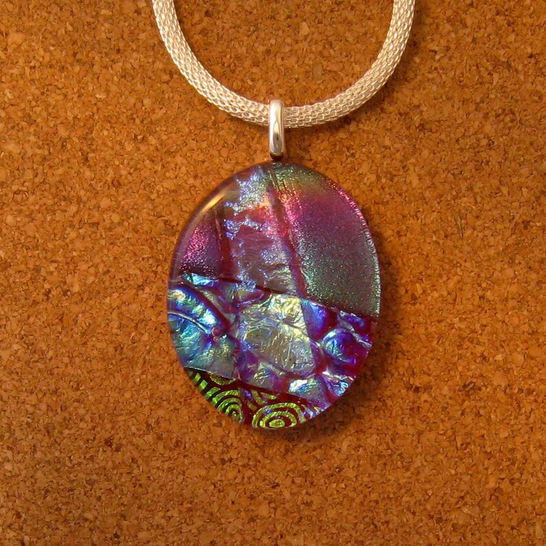 Fused Glass Pendant Dichroic Pendant Dichroic Jewelry Etsy