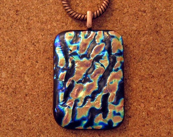 Dichroic Pendant - Fused Glass Pendant - Dichroic Jewelry - Fused Glass Jewelry - Dichroic Necklace - Glass Pendant - Copper Pendant