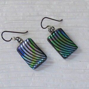 Dichroic Rainbow Earrings, Fused Glass Earrings, Dichroic Jewelry Fused Glass Jewelry