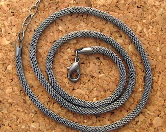 Gunmetal Mesh Chain - 16 Inch Necklace  - Mesh Choker - Jewelry Supply - Jewelry Finding - Gunmetal Necklace