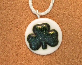 Fused Glass Shamrock Pendant - St. Patricks Day Jewelry - Shamrock Jewelry - Shamrock Pendant - Fused Glass Jewelry - Fused Glass Pendant