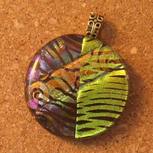 Brown Dichroic Pendant - Fused Glass Pendant - Dichroic Jewelry - Glass Pendant - Glass Jewelry - Dichroic Necklace -