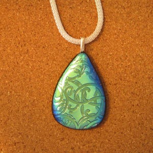 Dichroic Pendant - Fused Glass Pendant - Dichroic Jewelry - Teardrop Pendant - Dichroic Necklace - Fused Glass Necklace - Glass Pendant