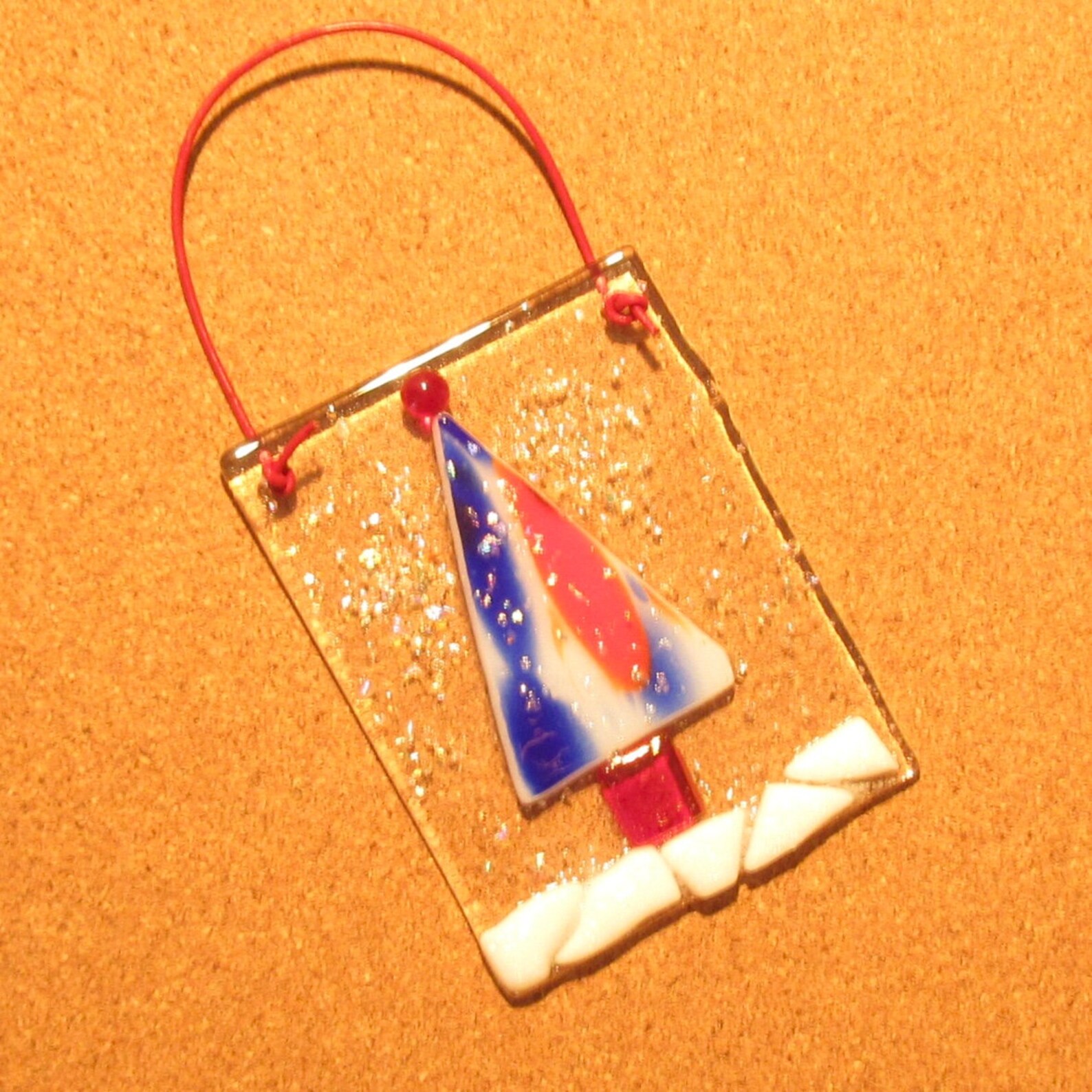 Fused Glass Ornament Patriotic Ornaments Red White Blue Etsy