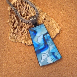 Dichroic Hibiscus Pendant - Blue Dichroic Pendant - Fused Glass Pendant - Dichroic Flower Pendant - Fused Glass Jewelry - Dichroic Jewelry