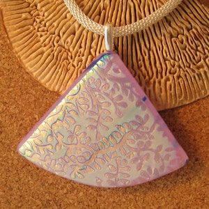 Fused Glass Pendant - Dichroic Pendant - Fan Pendant - Dichroic Jewelry - Fused Glass Jewelry - Pink Pendant