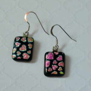 Dichroic Earrings - Heart Earrings - Fused Glass Earrings - Fused Glass Jewelry - Valentine Jewelry