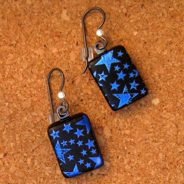 Dichroic Star Earrings Fused Glass Earrings Glass Earrings Dichroic Jewelry Fused Glass Jewelry