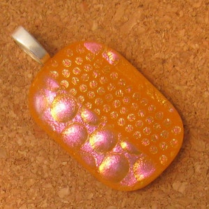 Orange Dichroic Pendant Fused Glass Pendant Dichroic Jewelry Fused Glass Jewelry