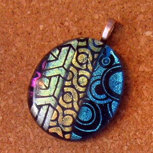 Dichroic Glass Pendant -  Blue Fused Glass Pendant - Dichroic Jewelry - Dichroic Necklace - Fused Glass Jewelry - Glass Necklace