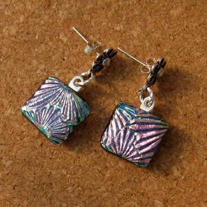 Dichroic Earrings - Fused Glass Earrings - Glass Earrings  - Post Earrings