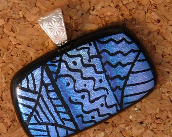 Zen Tangle Pendant - Dichroic Pendant - Fused Glass Pendant -Dichroic Zen Tangle - Dichroic Jewelry - Fused Glass Jewelry