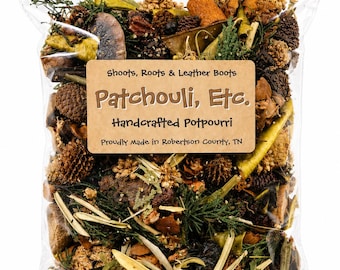 Patchouli, Etc Potpourri | Woodsy Earthy Home Fragrance | Rustic Botanical Bowl Filler | Handcrafted Potpourri