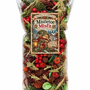 Mistel Misfit julpotpurri, 3-koppspåse, talldoftande potpurri, rustik juldekoration, julskålsfyllning, vintergrön doft