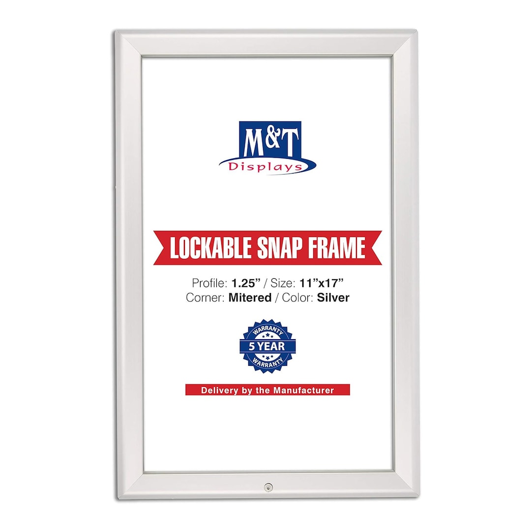 M&T Displays Lockable Snap Poster Frame 11x17" - 17x22" - 18x24" Inches ...