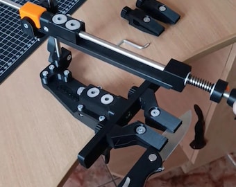 Sistema de afilado de cuchillos 360 hecho a mano: ensamblado a mano con piezas impresas en 3D personalizadas, con abrazadera de acero para navajas de cocina, de caza y de bolsillo.
