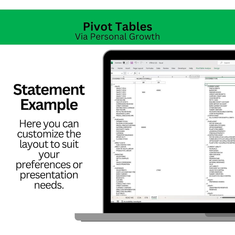 Extended Trial Balance Template: Excel File With Pivot Table - Etsy