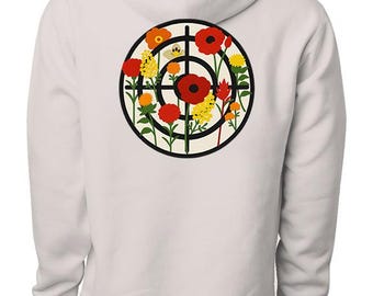 Protect The Press Hoodie - Embroidered Floral Design, Bone White