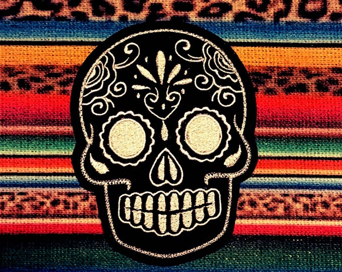 Day of the Dead, Sugar Skull EMBROIDERED patch '12'