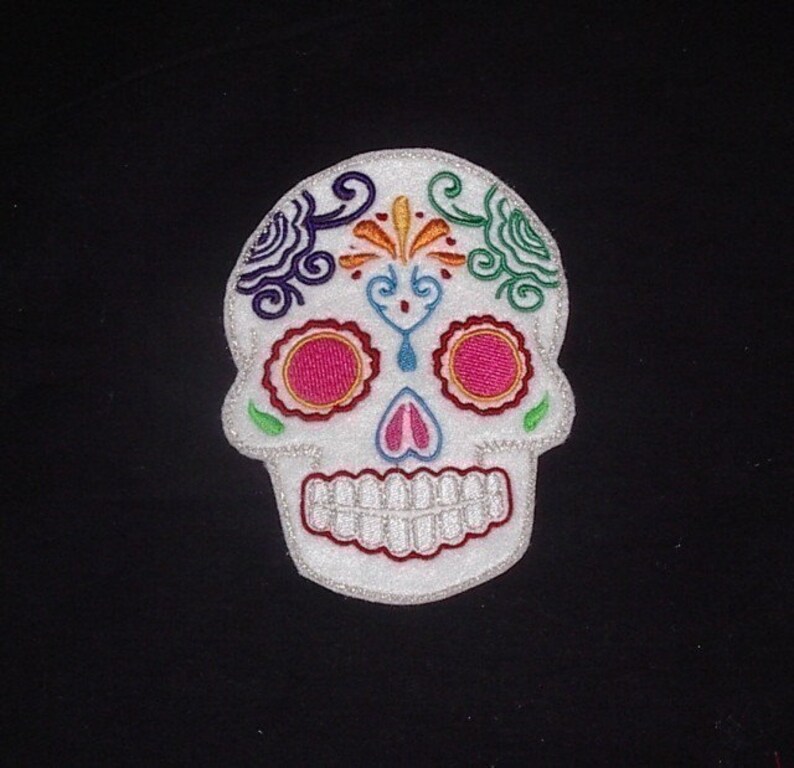 Day of the Dead, Sugar Skull EMBROIDERED patch image 2