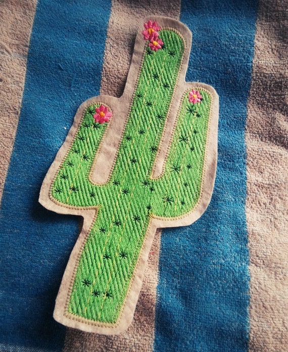 12 inch cactus iron on patch