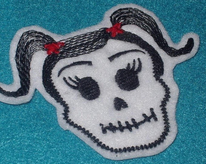 Mexican Day of the Dead Sugar Skull Patch Embroidery black and limeMini   -La Nina-  Skull Patch Day of the Dead