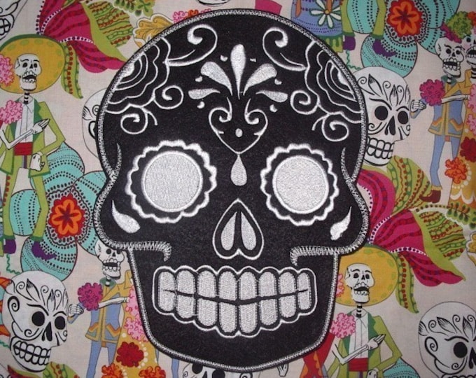 Sugar Skull, Day of the Dead, embroidery patch