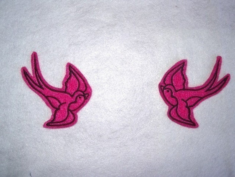 Pair of Swallow iron on patches tattoo inspired image 3