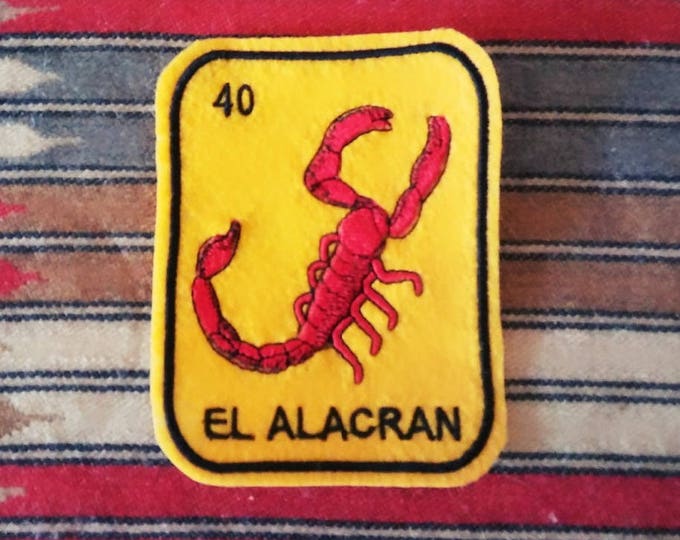 El Alacran  Loteria Patch  Iron On Scorpion