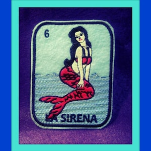 La Sirena Loteria Iron on Patch mermaid image 1