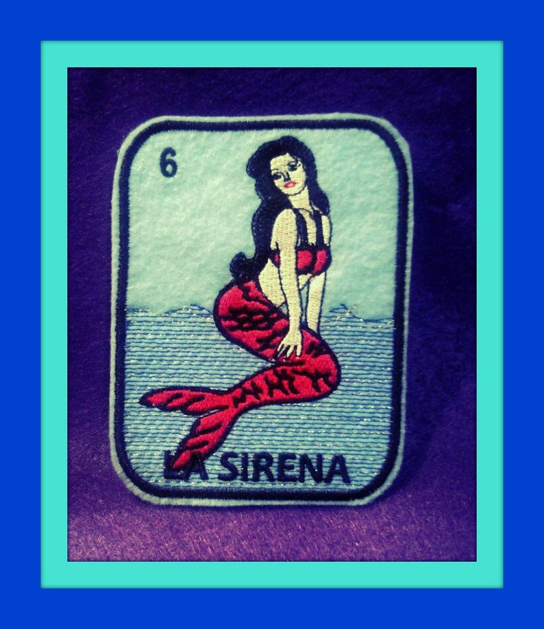 La Sirena Loteria Iron on Patch mermaid image 1