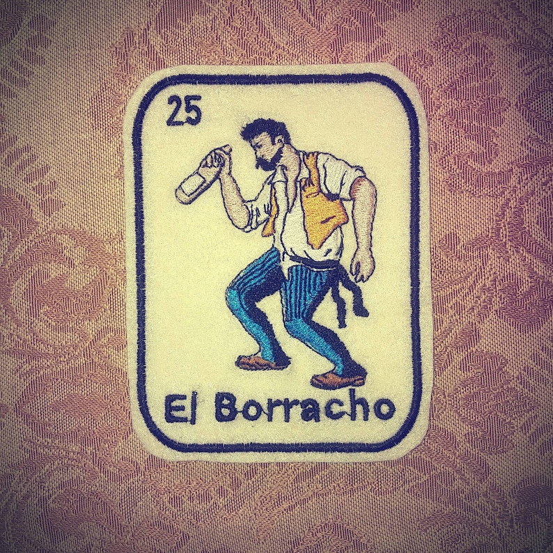 El Borracho Loteria Patch Iron On image 1