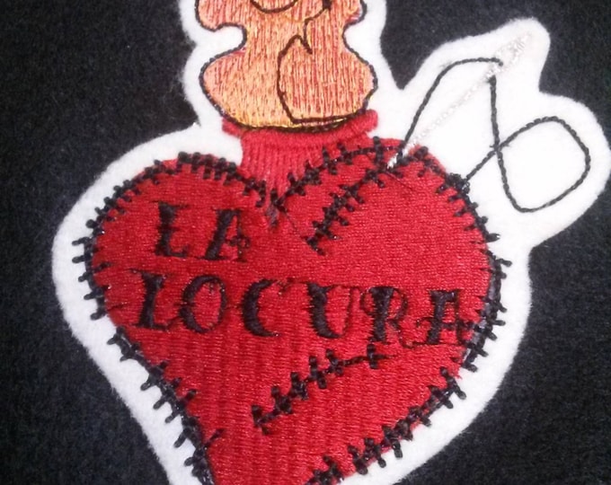 Tattoo style La Locura  Heart Iron on Patch or personalized