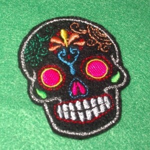 Mini Mexican Sugar Skull embroidery patch