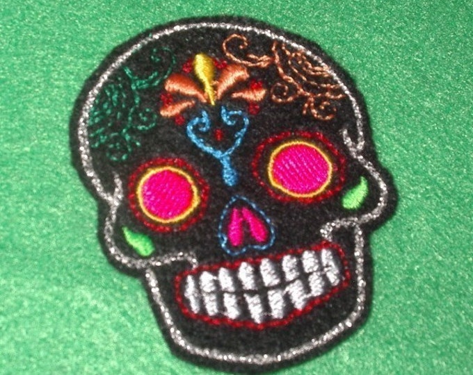 Mini Mexican Sugar Skull embroidery patch