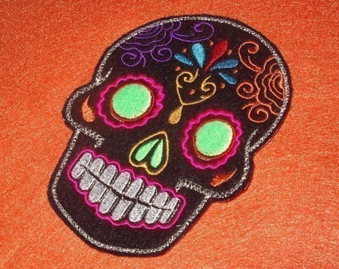 Day of the Dead, Sugar Skull Embroidery Patch green eyes