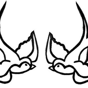 Pair of Swallow iron on patches tattoo inspired  large size