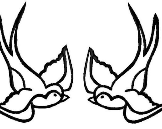 Pair of Swallow iron on patches tattoo inspired  large size