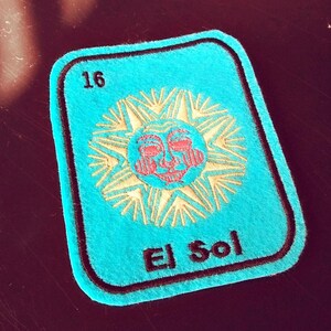 El Sol Loteria Patch Iron On  mexican folk art patch