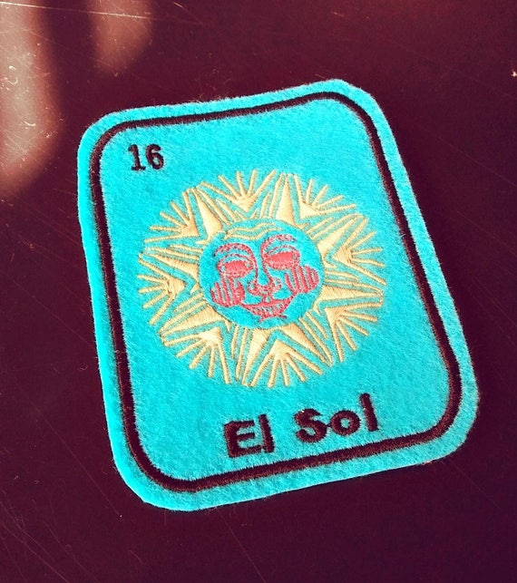 El Sol Loteria Patch Iron On mexican folk art patch