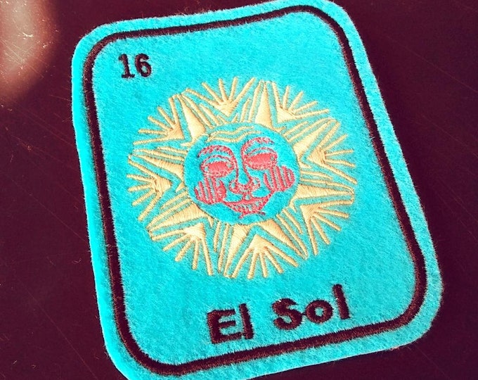 El Sol Loteria Patch Iron On  mexican folk art patch