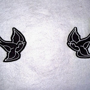 Pair of Swallow iron on patches tattoo inspired image 2