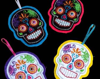 Sugarskull Day of the Dead  Tree Ornament Set of 4