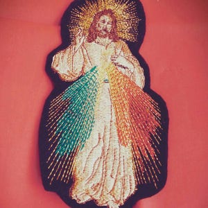 Jesus Divine Mercy  iron on patch mexican folkart