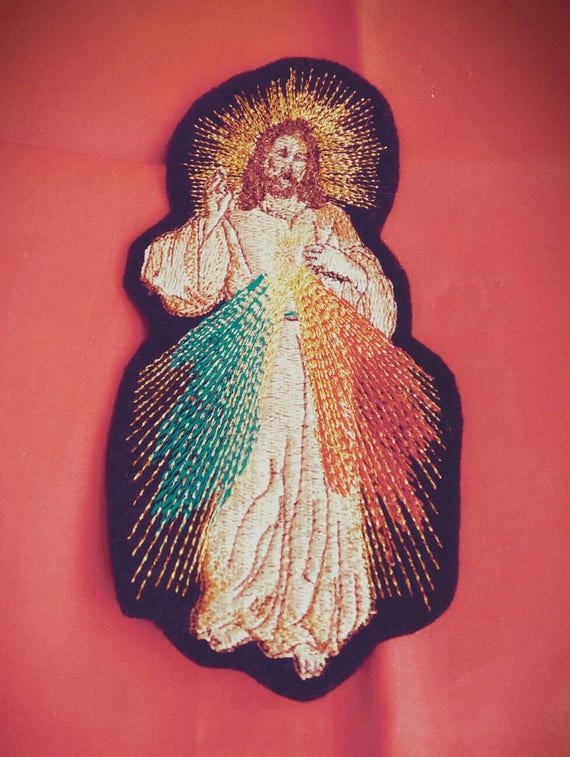 Jesus Divine Mercy iron on patch mexican folkart