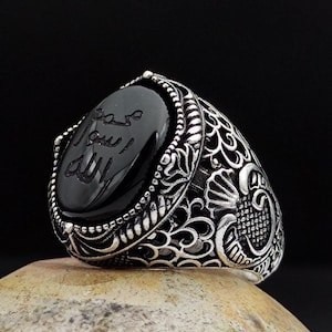 Seal of Prophet Muhammad Ring, 925 Sterling Silver, Handmade Turkish Ring, Rings For Muslim, Islamic Men&#39;s Ring, Gift for Islamic Man