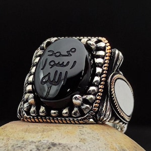 Seal of Prophet Muhammad Ring, 925 Sterling Silver, Handmade Turkish Ring, Rings For Muslim, Islamic Men&#39;s Ring, Gift for Islamic Man