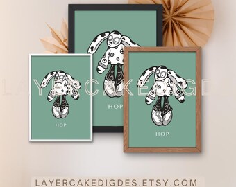 Grafika z Funky Bunny: dekoracja pokoju dziecięcego (pobranie cyfrowe)