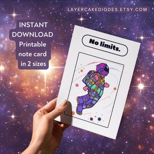 Printable Card Rainbow Astronaut Space Man Space Woman Space Person No Limits Graduation Encouragement Be Brave Colourful Colorful Pride