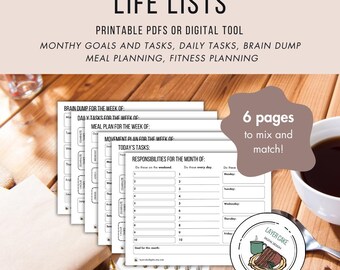 Planer list życiowych: organizacja miesięczna, tygodniowa i dzienna (plik PDF do druku)